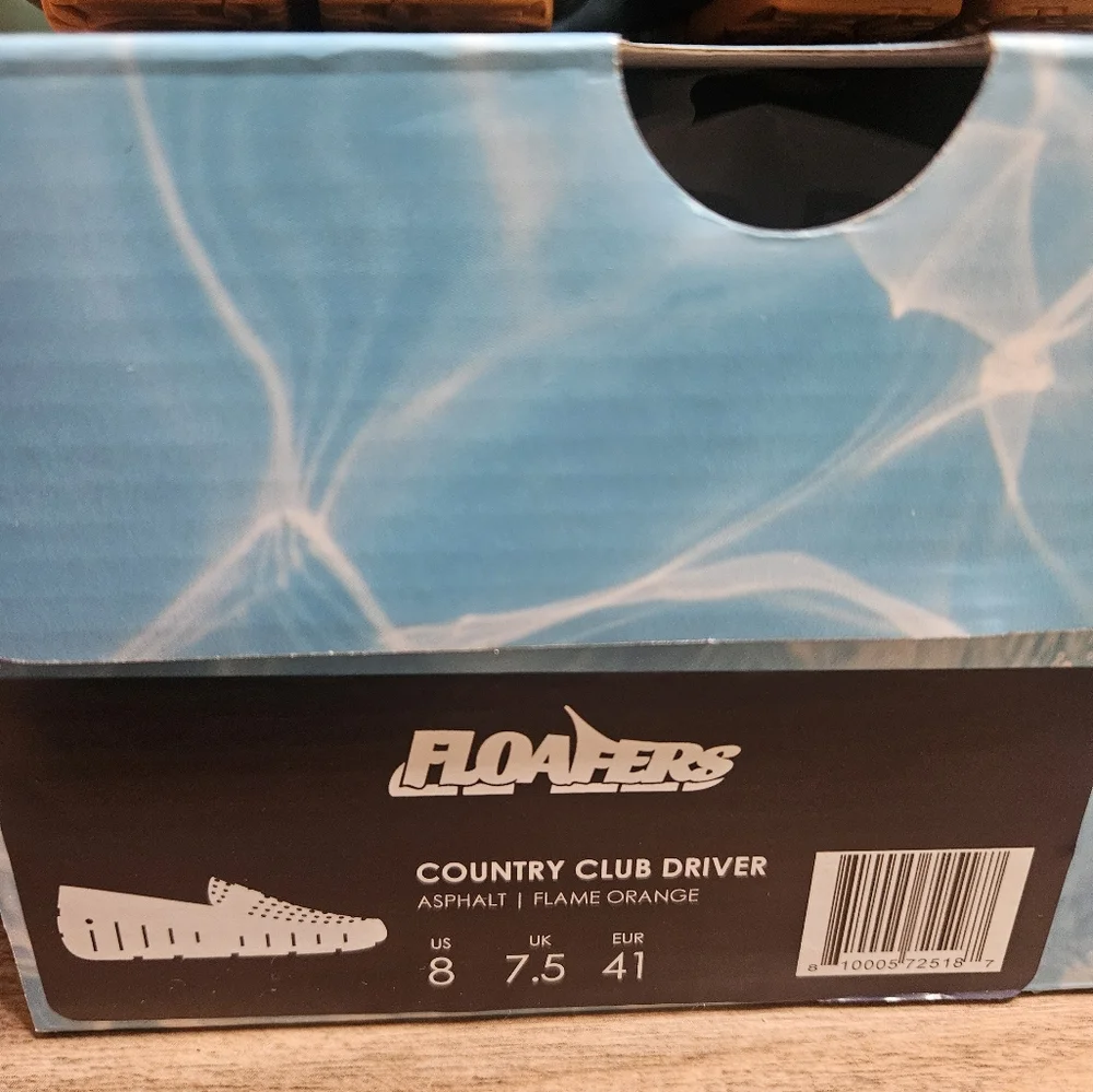 FLOAFERS MEN'S COUNTRY CLUB DRIVER: GRAY/ORANGE: NEW IN BOX: SIZE 8